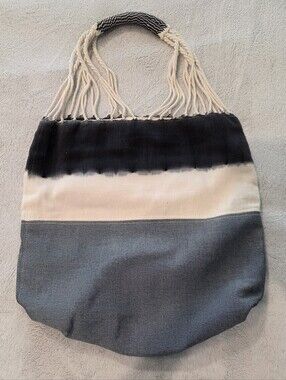 Mercado Global Stripe Canvas Tote Bag with Rope Handles